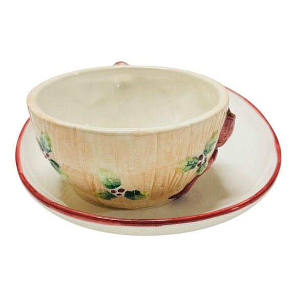 Vintage WBI Cookies For Santa Holly & Bow Ceramic Teacup & Saucer Set - Picture 5 of 10